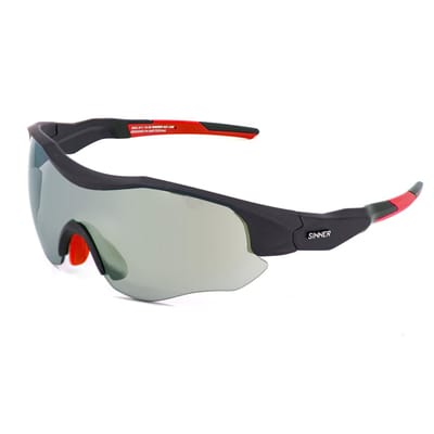 SINNER Triple II - Sportbril/ Zonnebril - SINTRAST® lenzen - Grijs/ rood - Golf lens - Unisex - One size