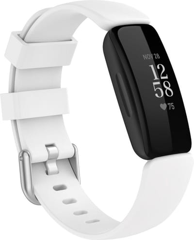 By Qubix - Compatible Fitbit bandje - Geschikt voor Fitbit Inspire 2 & Ace 3 - Sportbandje met gesp - Maat: Small - Wit Smartwatchbandje bandje Armband Polsband Strap Band Watchband