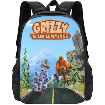 Grizzy N Lemmings Reizen Laptop Rugzak, Zakelijke College School Computer Tas Cadeau voor Mannen & Vrouwen gray