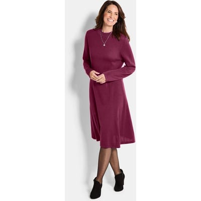 Tricot jurk in elegante A-lijn - bordeaux - Gr. 21 van Goldner Fashion