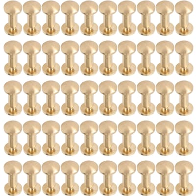 Kit de 50 Rivets en Laiton Bricolage 8mm Vis à Fente Rivet Courbé Décoratif pour Sac en Cuir Sac en Tissu Sac en Papier 7mm / 0.28in