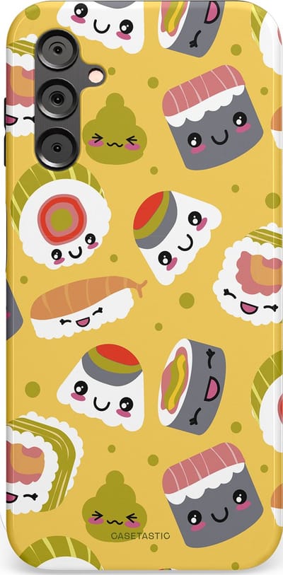 Casetastic Hoesje Geschikt voor Samsung A14 (5G/4G) - Stijlvolle Beschermende Duo-layer Case - Sushi vriendjes