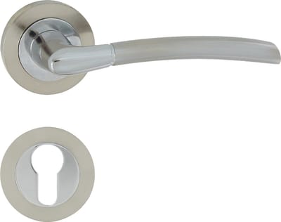 Domino® Deurkrukgarnituur PRESTO-R M6/M9 - Chroom/Nikkel - PZ-Profielcilinderset met Ronde Rozette - Deurbeslag van aluminium - Deurklink voor kamerdeur, kantoordeur, kelderdeur en binnendeur