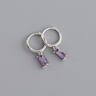 925 Sterling Zilver Geometrische Meerkleurige Zirconia Vierkante Hoepeloorbellen Vrouwelijke Temperament Oorstekers S -E1533