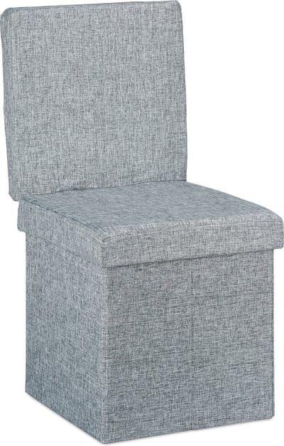 poef met opbergruimte - opvouwbaar - met leuning - deksel - linnen - 73 x 38 x 38 cm - grijs