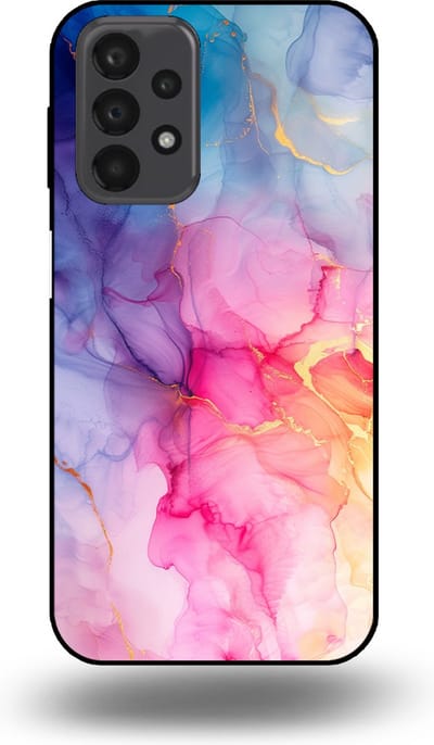 Smartphonica Telefoonhoesje geschikt voor Samsung Galaxy A23 met marmer opdruk - TPU backcover case marble design - Regenboog geschikt voor Samsung Galaxy A23