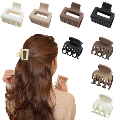 Dailygoods - 8 stuks kleine haarclips, 4 cm, paardenstaartclip, haaraccessoires voor vrouwen en meisjes, haarklauwclips met breed handvat, matte, matte haarclips