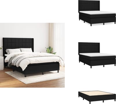 vidaXL - Boxspring - met - matras - fluweel - zwart - 140x200 - cm