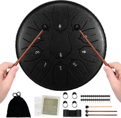 Handpan Tongtrommel van Staal met Draagtas en Drumsticks - Ideaal voor Meditatie, Yoga en Muzieklessen