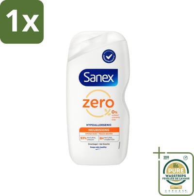 1 x Sanex Zero% - Douchegel - Verzorgend - Natuurlijke Ingrediënten - Droge Huid - 400 ml- Douchegel - Droge Huid - Natuurlijke Reiniging - Hydraat - Huid Verzorging