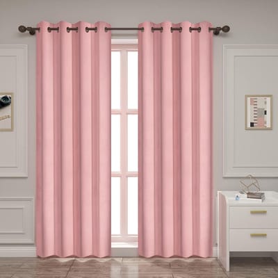 Verduisteringsgordijn, ondoorzichtig, fluwelen gordijnen met inslagringen, 2 stuks, thermogordijn, ringgordijn, 300 g/m² zware verduisteringsgordijnen, lichtdicht, voor slaapkamer en woonkamer, 140 x 245 cm, donkerroze