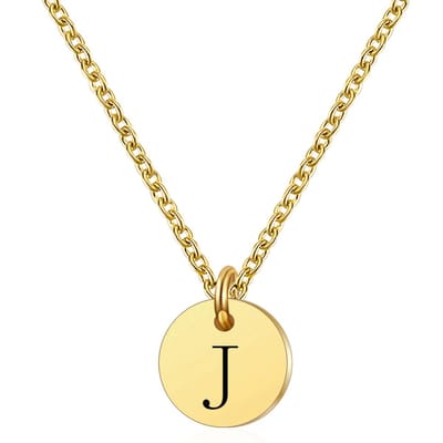 Marama - ketting letter J - RVS-Gold Plated - dames - cadeau - goud - ronde hanger - collier - luxe geschenkverpakking