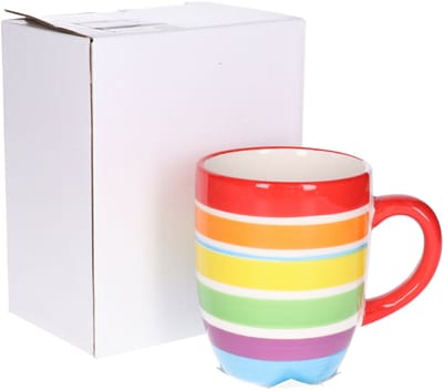 Secret de Gourmet Koffiemokken Curacao - 6x stuks - Keramiek - multi kleuren rood - 300 ml - 8 x 11 cm - Luxe uitstraling