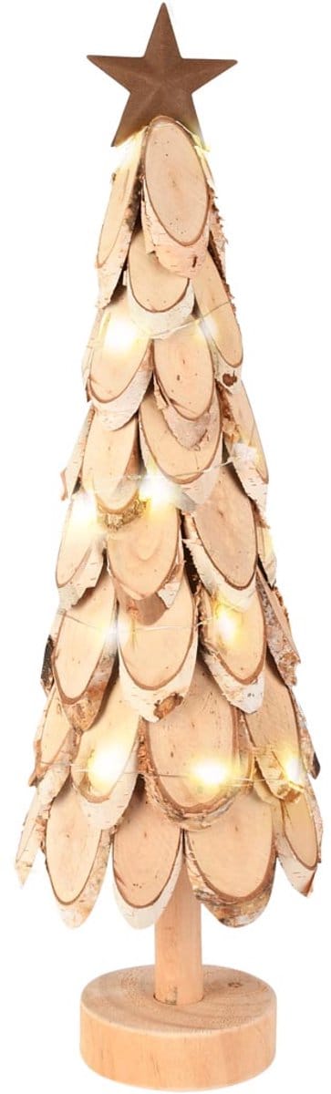 Dekoratief | Deco boompje m/ster, naturel, hout, LED, 15x15x52cm | A255600