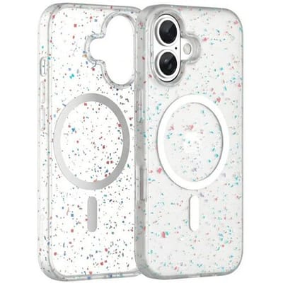 Coverzs Recycled Magsafe hoesje geschikt voor iPhone 16 - Magsafe telefoonhoesje - Glitter hoesje - Schokbestending