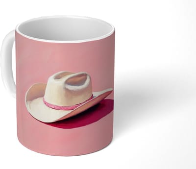 Mok - Koffiemok - Zomers - Hoed - Roze - Mokken - 350 ML - Beker - Koffiemokken - Theemok