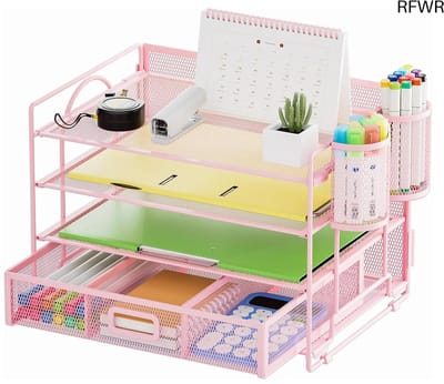 RFWR® Bureau Organizer met 4 Planken en 2 Pennenhouders voor Thuiskantoor