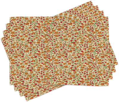 ABAKUHAUS Bloemen-onderzetters, groeiende bloementuin, tafeldecoratie van kleurvast stof voor eetkamer en keuken, beige/multikleurig