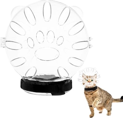 Kattenmuilkorf - Kattenkap Hoofdbedekking - Huisdier Verzorging - Transparant Ademend Design - Klein (Halsdiameter 7.6 cm) - Transparant