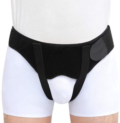 Hernia Ondersteuningsband voor Mannen en Vrouwen, Zacht en Elastisch met 2 Verwijderbare Compressiekussens, Ideaal voor Hernia Pijnverlichting en Comfort, Zwart