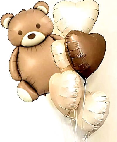 6-delige Lovely Beer XL bruin, nude en ivoor - ballon - decoratie - beer - hart - babyshower - genderreveal - babykamer - kinderkamer - zwanger - geboorte