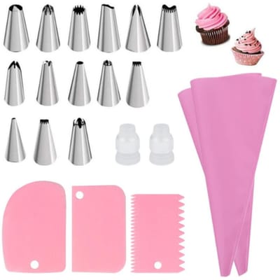 Siliconen spuitzak RVS spuitmondset taartdecoratie spuitmond Keuken DIY Taart bakgereedschap
