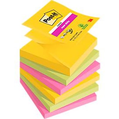 Memoblok Post-it 3M Z-Note R330 Super Sticky 76x76mm Carnival 6 stuks