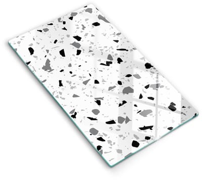 Wallfluent Spatscherm Keuken - Wit Hittebestendig Glas Keuken - 30x52 cm - Decoratieve Steen Gres Keuken Achterwand Bescherming - Abstractie Rechthoekig Spatscherm Keuken