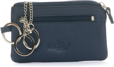 LeonDesign - Sleuteletui Donkerblauw - Compact en stijlvol - Sleuteletui met rits - 100% leer - Ontworpen in Nederland