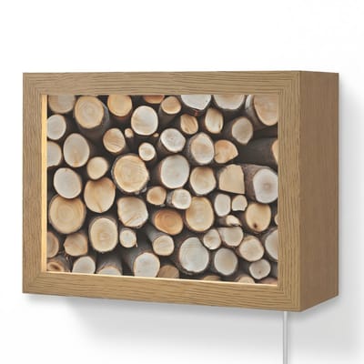 Wandlamp 20x15 cm - Oplaadbaar - Hout - Boomstammen - Textuur - Wandlampen binnen woonkamer - Slaapkamer lamp met kabel - Decoratieve nachtlamp - Vloerlamp snoer