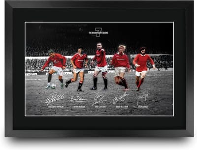 Voetbal Poster - Fotokaart Wanddecoratie - Fan Collectie - Gedrukte Handtekening Replica - A3 Ingelijst - Zwart