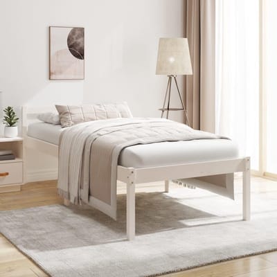 Seniorenbed Frame - Eenpersoons Tweepersoons - Gemakkelijk Instappen - Massief Grenenhout - 90 x 190 cm - Wit