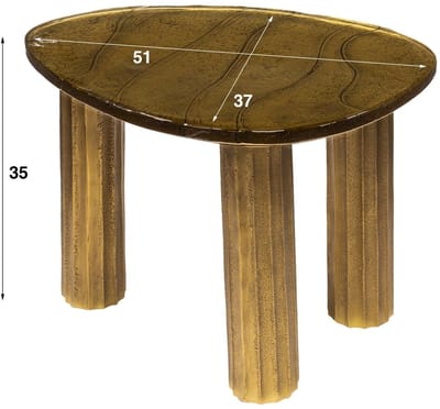 Salontafel Rond Goud (51x37x35cm) - Bijzettafeltjes Woonkamer - Bijzettafels Rond Goud - Antieke Ronde Tafel - Salontafel Industrieel Goud - Decoratie Salontafel - Salon Tafel Industrieel & Landelijk - Grote & Kleine Tafel