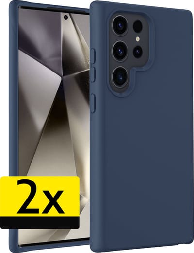 Hoesje - 2 Stuks - Geschikt voor Samsung Galaxy S24 Ultra - Sterk & Shockproof - Case Siliconen - Back Cover - Telefoon Hoes - Telefoonhoesjes - Donkerblauw