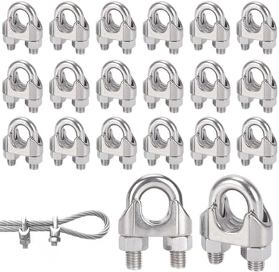 Kabelklem Set - Staalkabel Klemmen - Touw Bevestigen - Roestvrij Staal - 20 Stuks M4 - Zilverkleurig