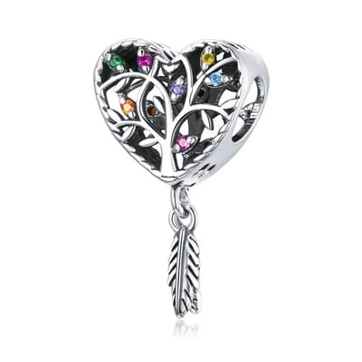 Romystones - Zilveren Bedel - levensboom - Hart - Tree of life - Sterling zilver 925 - Kerst Cadeau