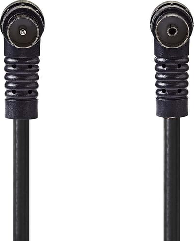 Nedis Coaxkabel - IEC (Coax) Male - IEC (Coax) Female - Vernikkeld - 120 dB - 75 Ohm - Viervoudig Afgeschermd - 3.00 m - Rond - PVC - Zwart - Label