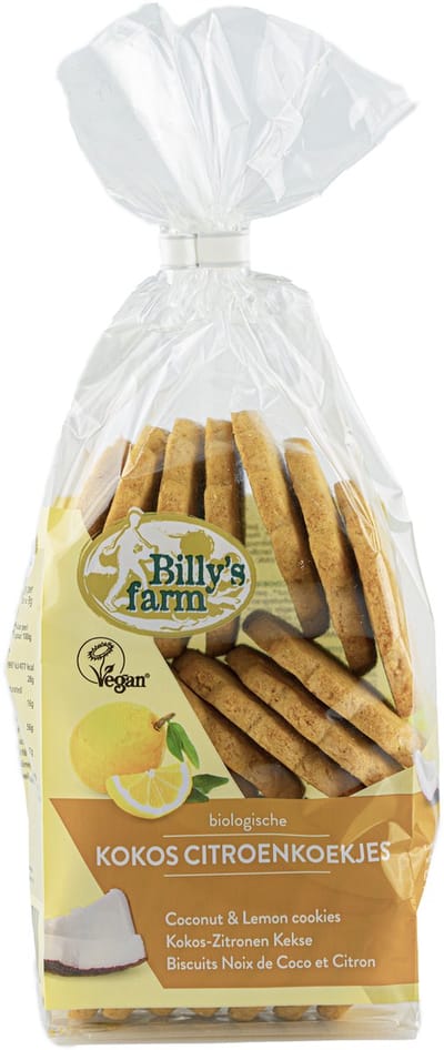 Billy's Farm Biologische Kokos citroenkoekjes (DOOS 8x175 gram grootverpakking) NL-BIO-01