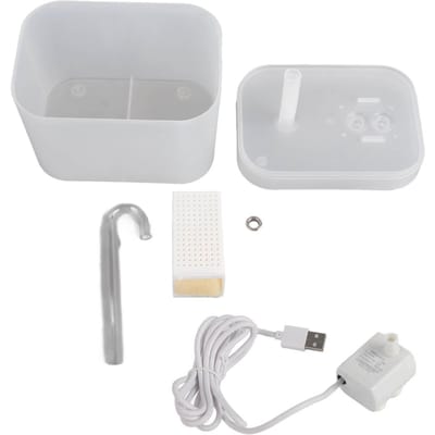 Fontaine à eau pour chat 1,5 L, silencieuse, à circulation automatique, étanche, pour animaux de compagnie blanche transparente