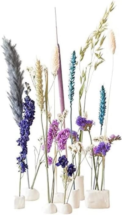 DIY Set Gedroogde Bloemen Met Klei en Spatels - Blauwe Tinten (±30cm)