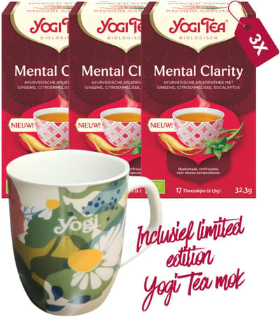 Yogi Tea Mental Clarity bio - 3 pakjes - inclusief limited edition Yogi Tea mok