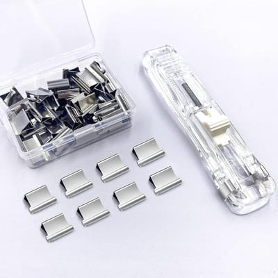 Mini Nietmachine - Draagbare Nietmachine - Papier Binden - Herbruikbare Clips - 115x25mm - Transparant Zwart