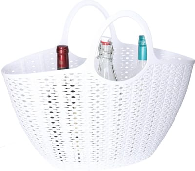CM Flexibele wasmand of draagtas - wit - 22 liter - kunststof - 50 x 20 x 40 cm - opbergen
