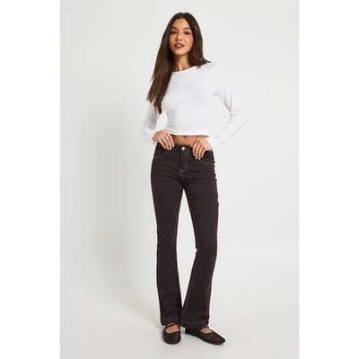 boohoo Dames Mid-rise Y2K bootcut jeans | Chocoladebruin | Maat: 44