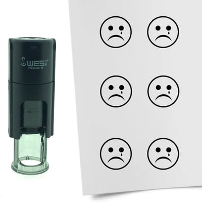 CombiCraft Stempel Smiley Verdrietig 10mm rond - Zwarte inkt