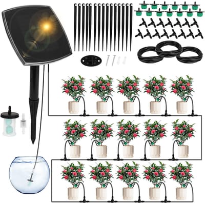 Cosensi - Solar Irrigation System - Automatische Tuinbewatering - 15 Meter Slang - Zonne-energie - Drip Irrigatie - Geschikt voor Balkonplanten