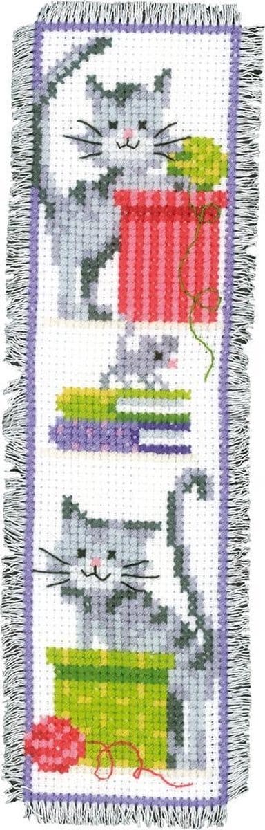 Vervaco - Bladwijzer kit - Nieuwsgierige katten - PN-0143915 - Borduren - Borduurpakket - Borduurpakket volwassenen - Borduurpakket kind