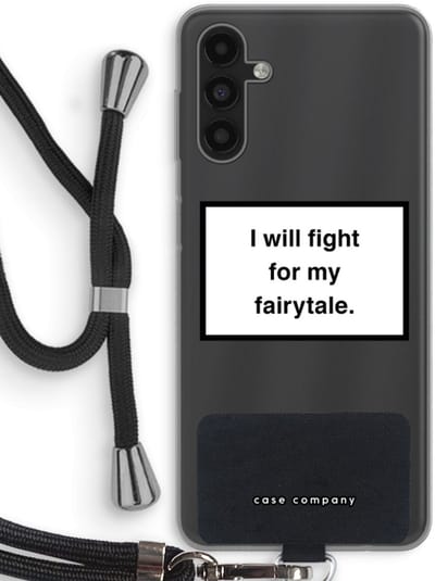 Case Company® - Hoesje met koord geschikt voor Samsung Galaxy A04s hoesje met Koord - Fight for my fairytale - Telefoonhoesje met Zwart Koord - Bescherming aan alle Kanten en Over de Schermrand