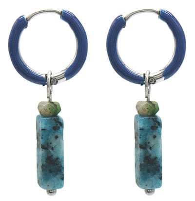 Dielay - Oorringen met Blauwe Gneis - RVS - 1x2,5 cm - Zilverkleurig