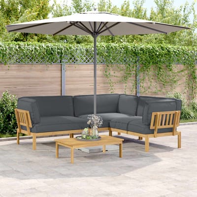 vidaXL - Bankstel - 4 - st - Antraciet - Massief - Acacia - Hout